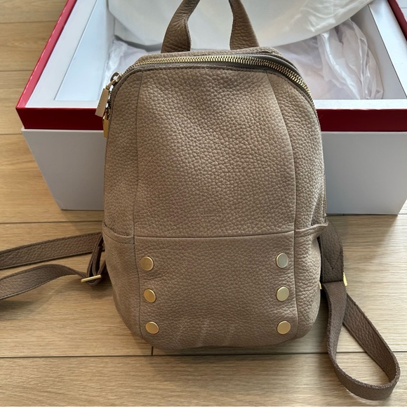 Hammitt Tan Suede Backpack with Gold Accents - Picture 2 of 7